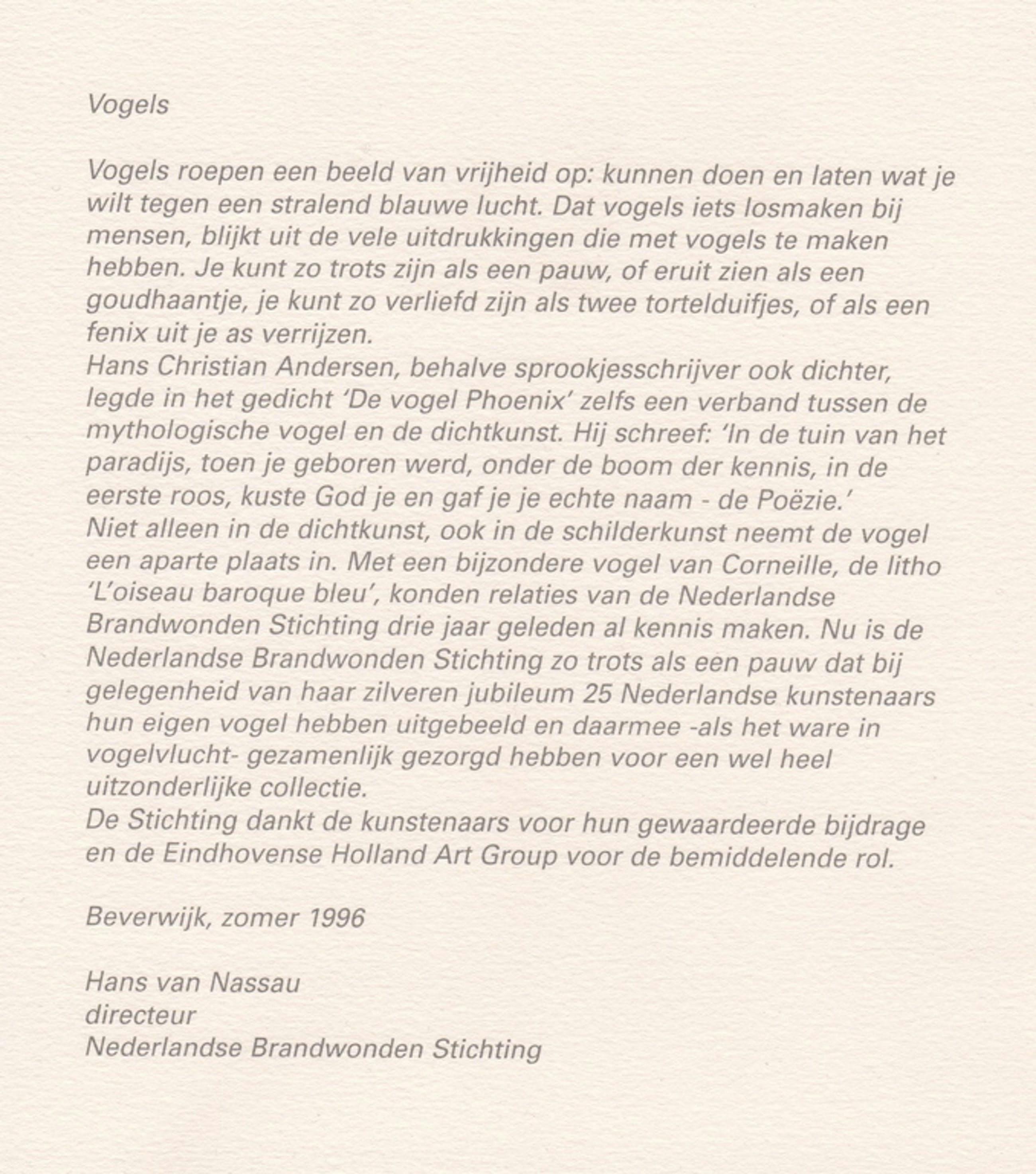 Michel van Overbeeke - Michel van Overbeeke, zeefdruk, 'Vogel', 1996 kopen? Bied vanaf 79!