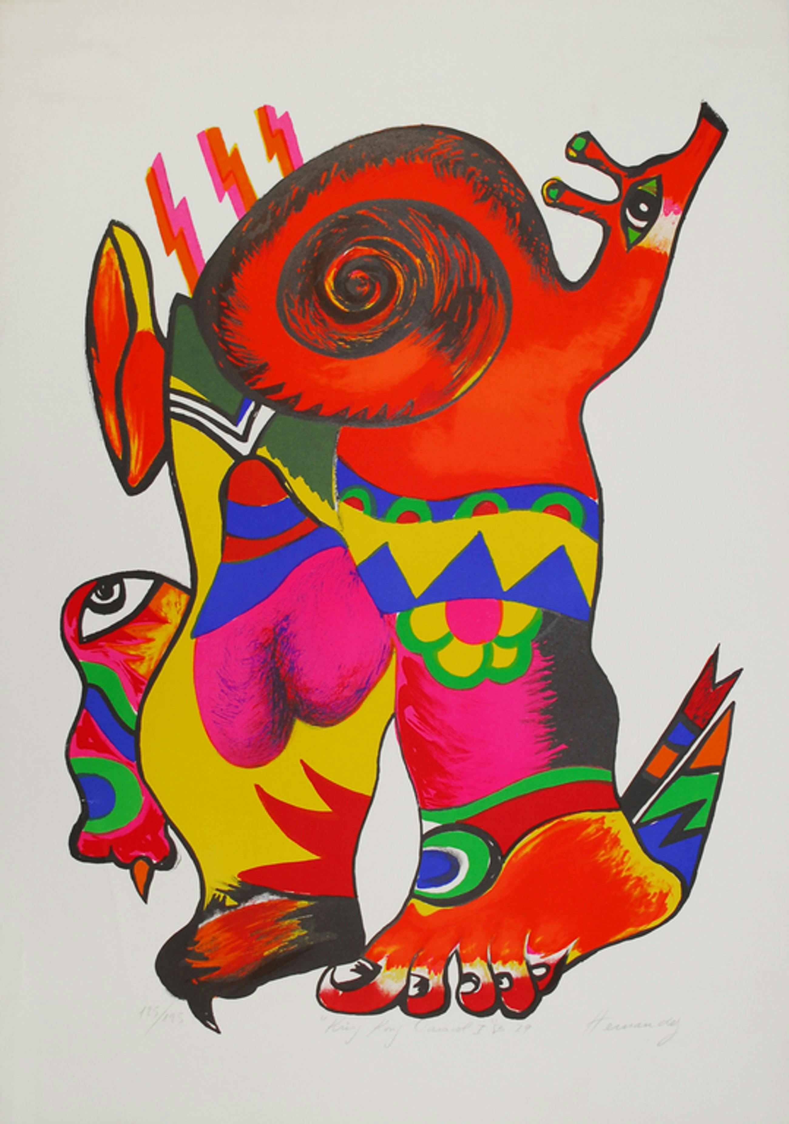 Mariano Hernandez -King Kong caracole- Kleurrijke litho uit 1979. Handgesigneerd kopen? Bied vanaf 65!
