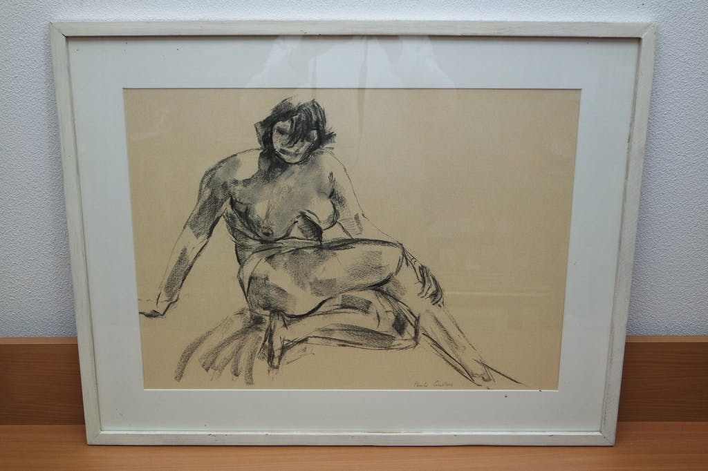 Paula CEUSTERS (Geel (België), 1941) - houtskool tekening - zittend naakt kopen? Bied vanaf 95!