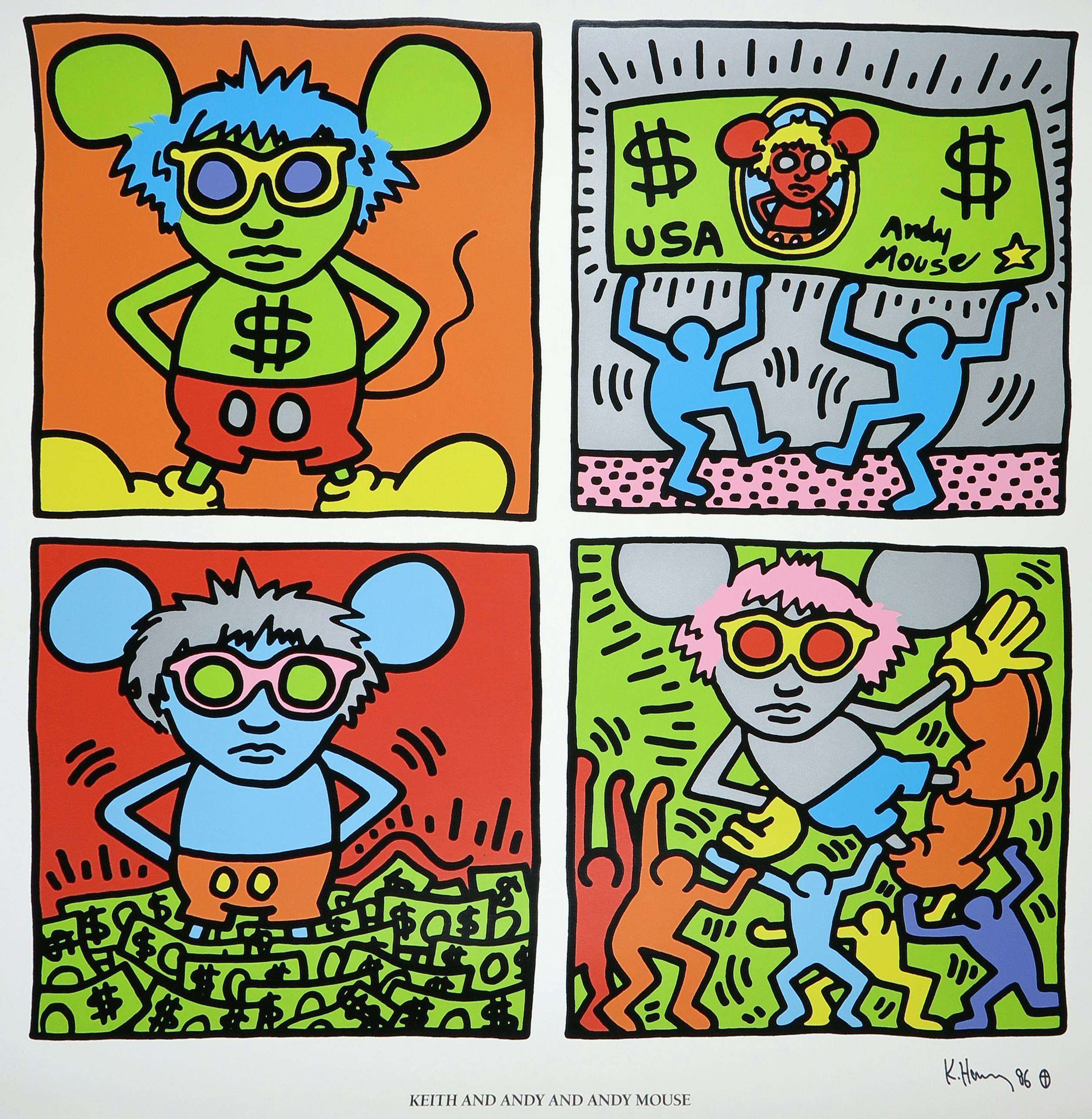 Keith Haring - Zeefdruk, Keith and Andy and Andy Mouse kopen? Bied vanaf 1!