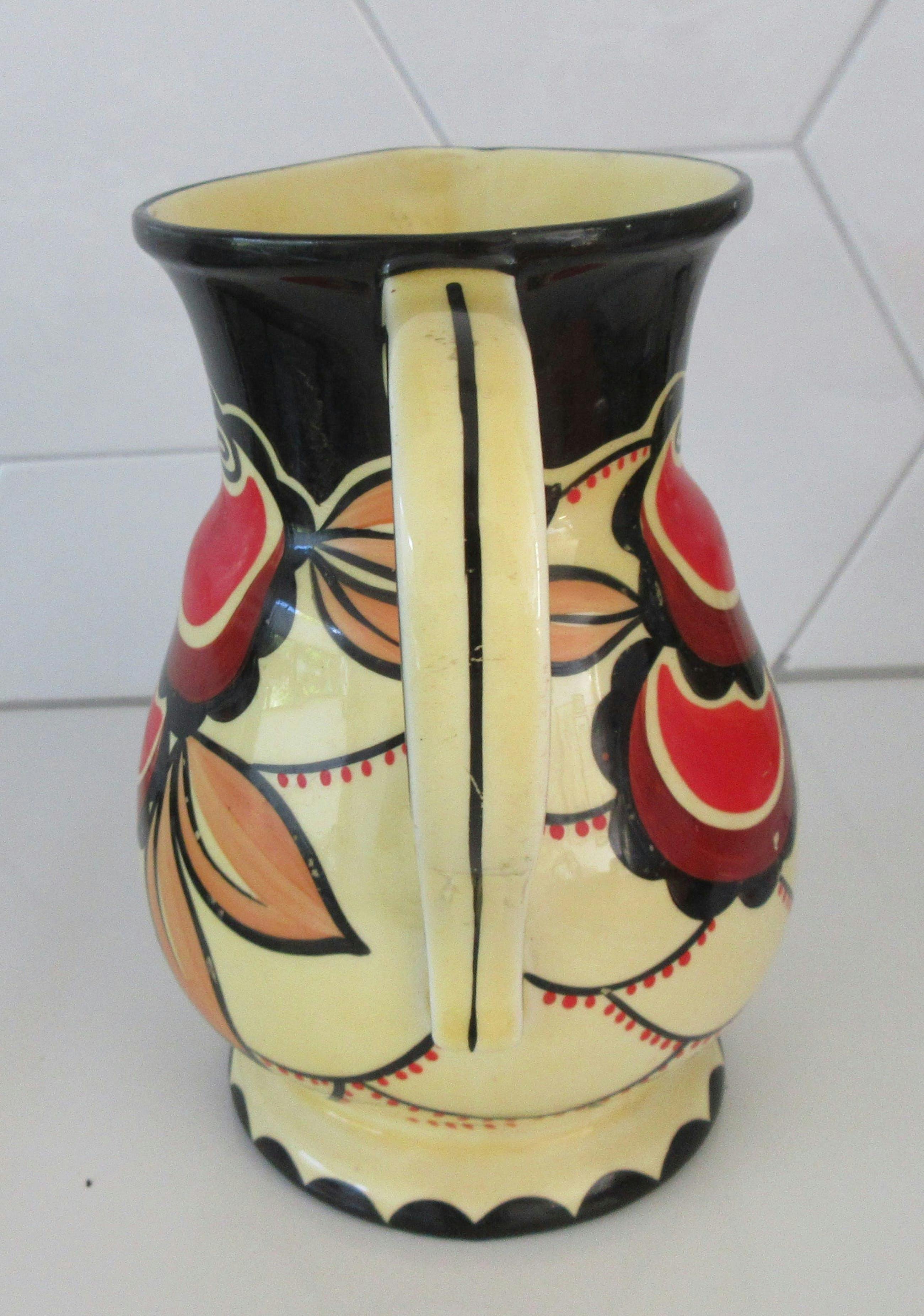 Ditmar Urbach - Art Nouveau water jug model Cora with stylistic floral decor, Czechoslovakia, ci kopen? Bied vanaf 15!