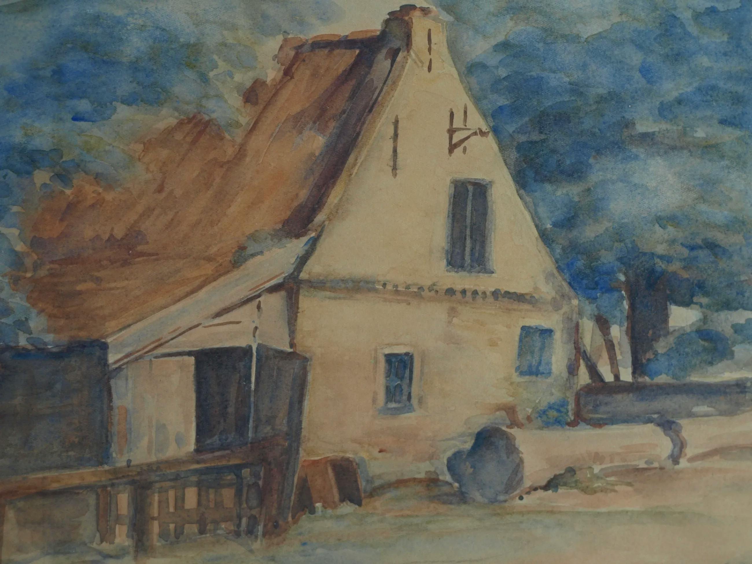 Bert Robbe - Ingelijste aquarel , Oud Commandeurshuisje Ameland – 1934 kopen? Bied vanaf 50!