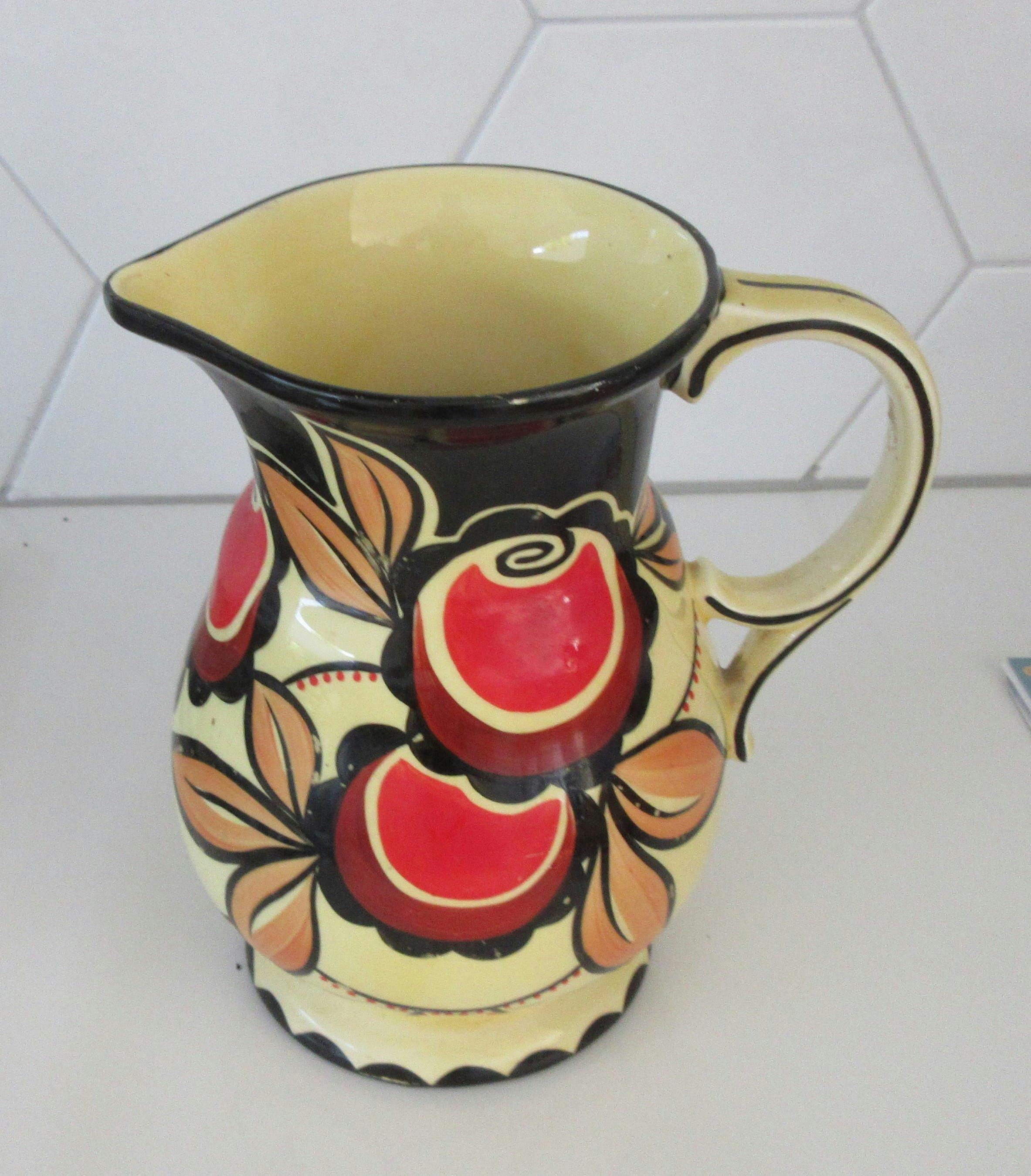 Ditmar Urbach - Art Nouveau water jug model Cora with stylistic floral decor, Czechoslovakia, ci kopen? Bied vanaf 15!