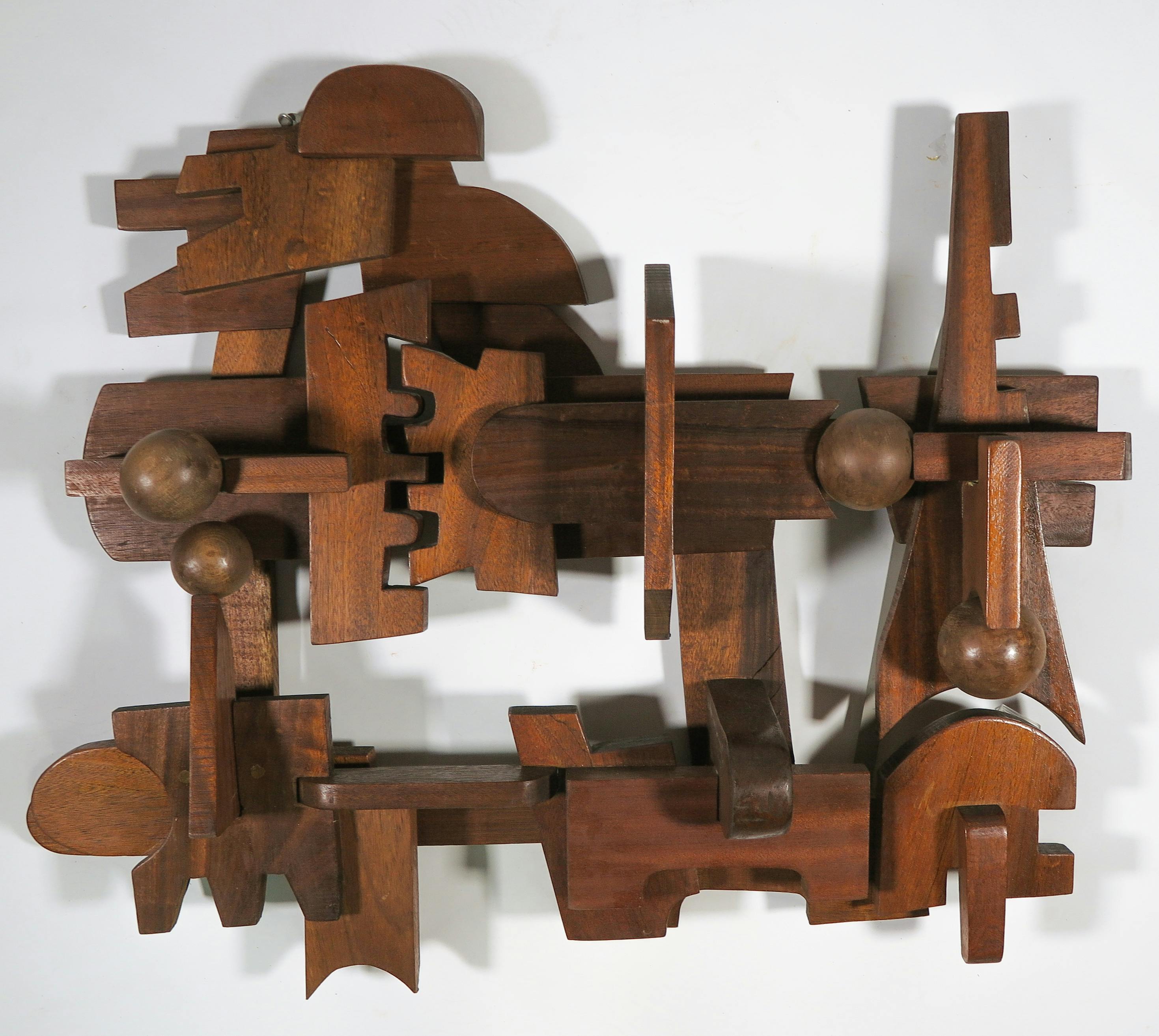 Jef van Leeuwen - Wandobject, Abstracte compositie in hout (Groot!) kopen? Bied vanaf 1900!