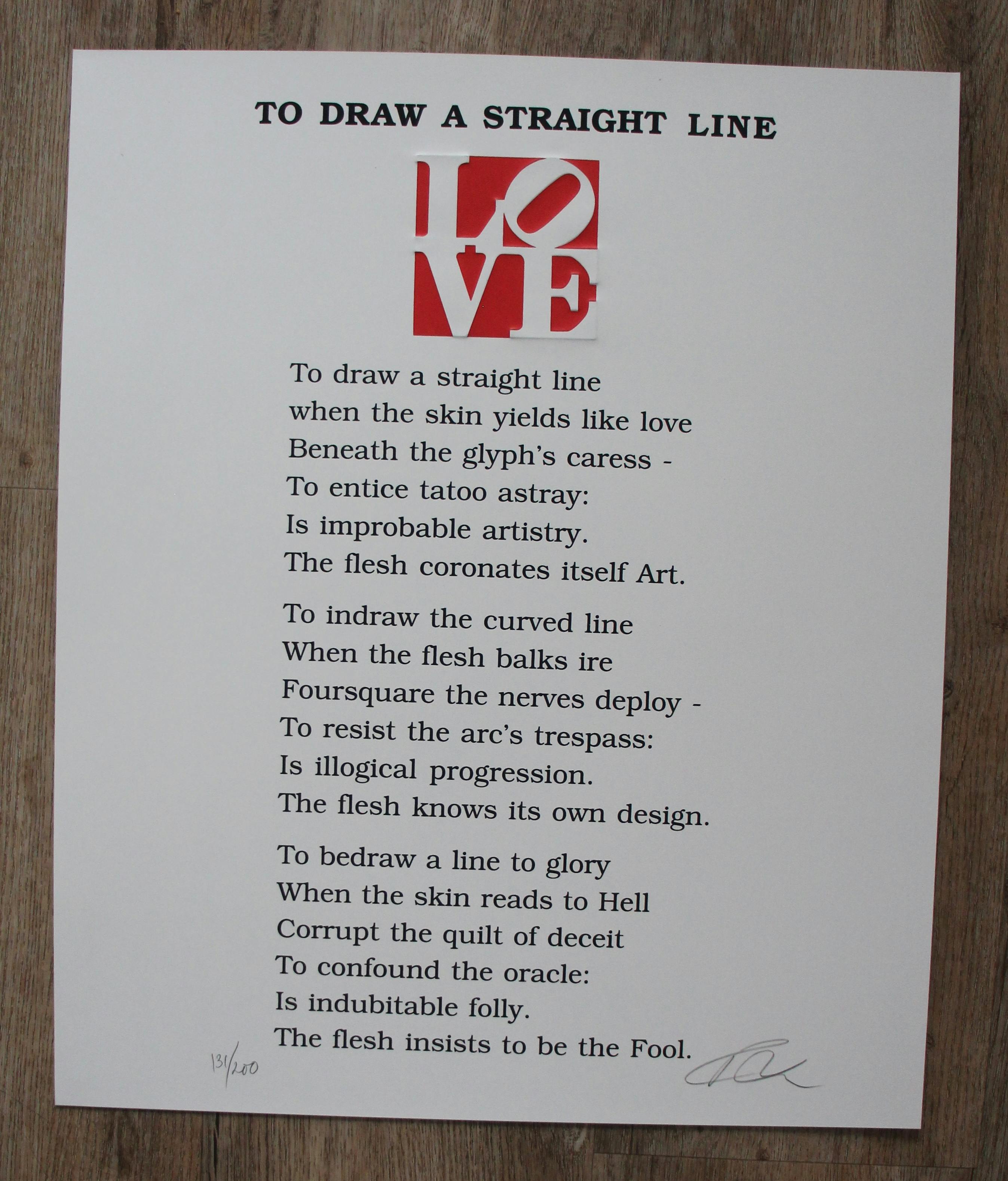 Robert Indiana - zeefdruk: "Love. To draw a straigth line" kopen? Bied vanaf 350!