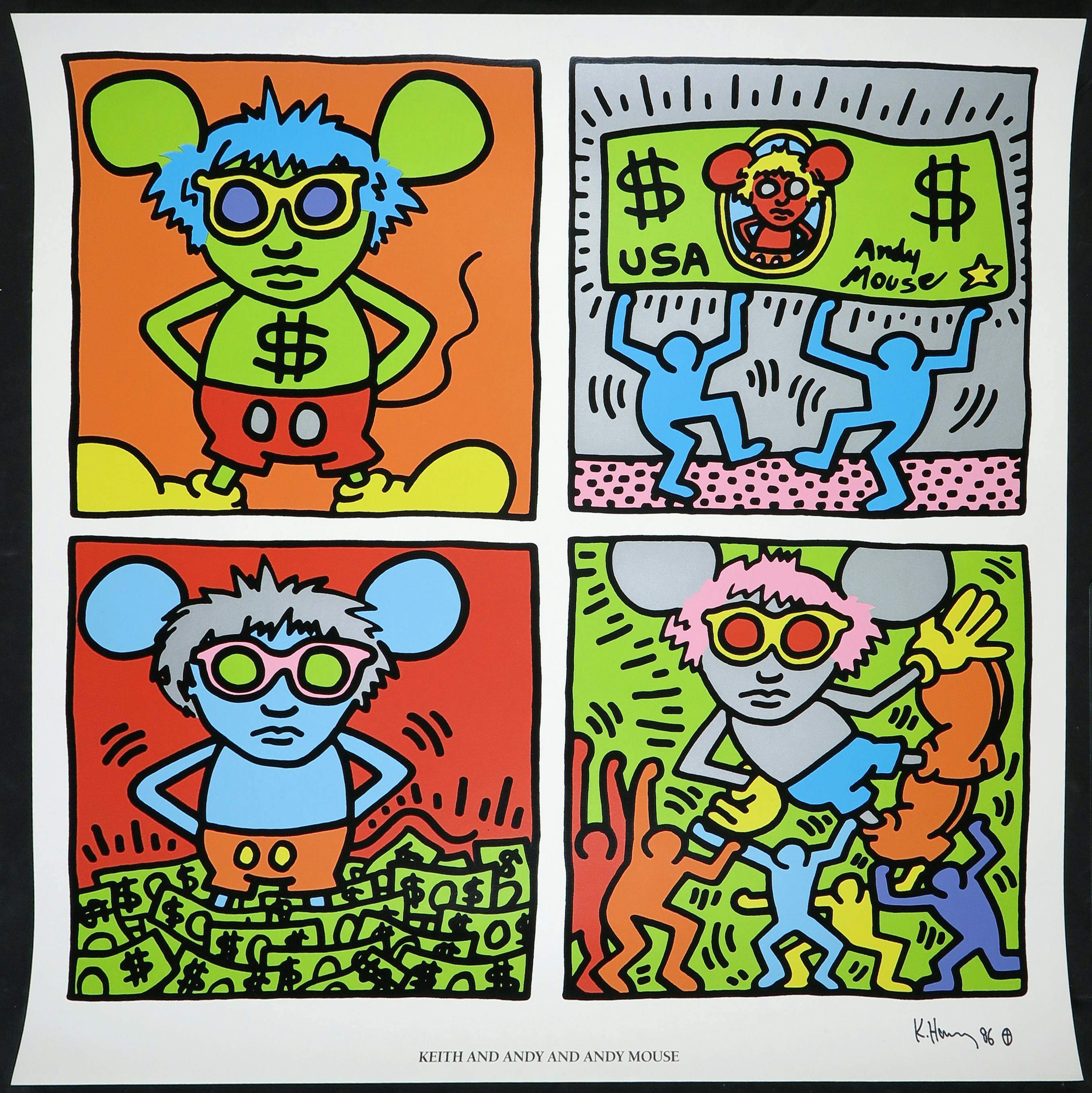 Keith Haring - Zeefdruk, Keith and Andy and Andy Mouse kopen? Bied vanaf 1!